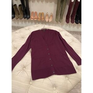 Banana Republic Burgundy 100% Marino Wool Boyfriend Cardigan Sweater